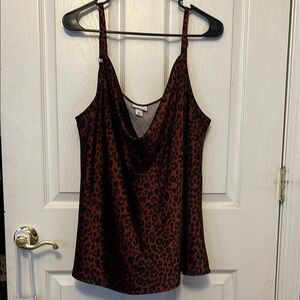 Leopard Print Cowl Neck Camisole